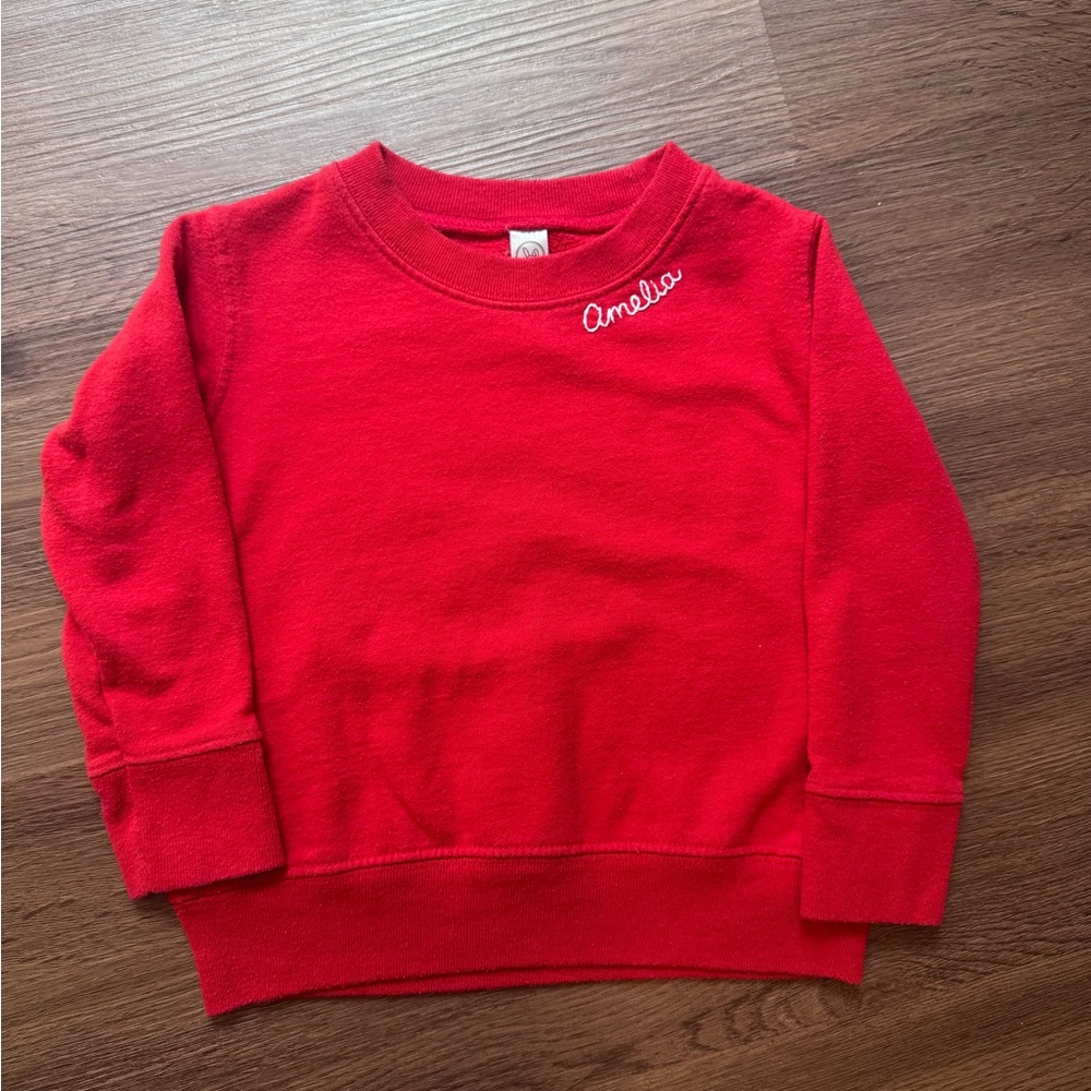 Amelia Embroidered Red Kids Sweatshirt
